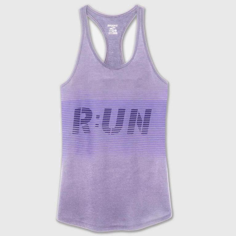 Brooks Women's Distance Graphic Running Tank Top Singapore - Purple (29706-WXQG)